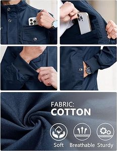 เสื้อแจ็คเก็ตแบบมีซิปด้านหน้า น้ำหนักเบา มีหลายกระเป๋า คอตั้ง กันลม - Product Image 4