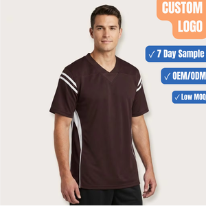 Maillot de football personnalisé marron et blanc à col en V, chemise athlétique, fabricant en gros pour équipes - Product Image 1