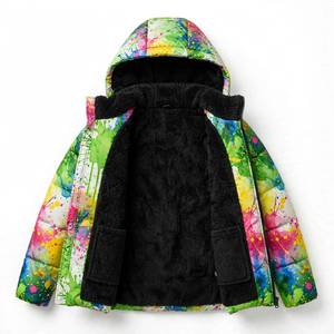 Chaqueta Bomber Unisex de Invierno, Gruesa, con Cierre, 100% Algodón, Estampado de Pintura Colorida, Bordado, Estilo Urbano - Product Image 2