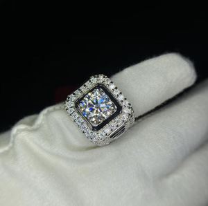Round Cut Moissanite Men's Engagement Wedding <b>Ring</b> <b>925</b> Sterling <b>Silver</b> White Gold Plated Prong Setting Luxury Party <b>Ring</b> - Product Image 4