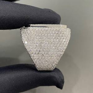 925 <b>Silver</b> Moissanite Diamond Initial Letter Iced Baguette Cluster Hip Hop <b>Statement</b> <b>Ring</b> Jewelry Gift Rhodium Plated Unisex - Product Image 3