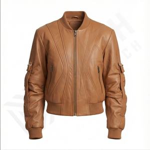 Veste en cuir décontractée pour femme de couleur unie, de haute qualité, tricotée, respirante, streetwear, taille et couleur personnalisables - Product Image 2
