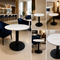 Table de centre de luxe pour hall d'hôtel, design rond en bois sur piétement, fournisseur de mobilier hôtelier sur mesure