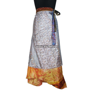 100% Vintage <b>Silk</b> Sari Long Panel <b>Skirt</b> Online Wholesale Shop of Indian <b>Silk</b> Wrap Around <b>Skirts</b> Manufacturer Wholesaler - Product Image 2