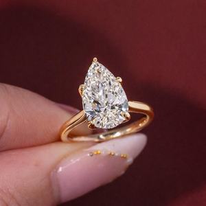 Bague solitaire en diamant taille poire de 3,02 carats cultivé en laboratoire pour femme, or massif 14 carats, pour un cadeau d'anniversaire de mariage pour une petite amie - Product Image 2