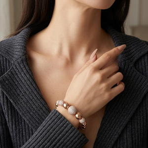 <b>Solid</b> 14k Rose <b>Gold</b> Natural Genuine Diamond Chunky Heavy Ball Bead Open Cuff <b>Bangle</b> Lattice Statement Luxury Fine Jewelry - Product Image 5