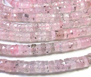 Cuentas de Cuarzo Lepidocrocita Rosa Natural en Forma de Disco Heishi de 16 Pulgadas, Separadores Planos, Cuentas de Lepidocrocita Facetadas con Puntos Negros de 7mm - Product Image 2