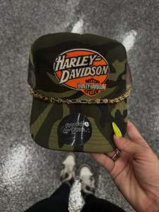 <b>Camo</b> Trucker Hat Mesh Adjustable 6-Panel <b>Cap</b> Street Style With Chain Decoration Unisex Casual Spring Summer - Product Image 1