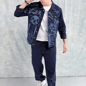 OEM Men's High Street Winter <b>Denim</b> Jean Jacket Collarless Breathable Casual Outwear Button up <b>Coat</b> Oversize for Men - Product Image 4