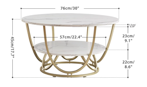 Table basse ronde moderne finition marbre, structure métallique robuste, table centrale pour canapé, décoration de salon - Product Image 6