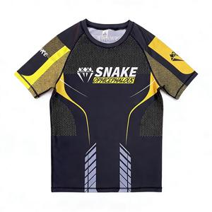 Ensemble Rashguard pour Hommes MMA Muay Thai BJJ Polyester/Coton Séchage Rapide Respirant Compression Ajustée Manches Courtes T-shirt et Short - Product Image 5