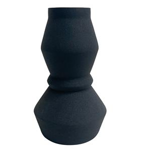 Vase créatif en forme de sablier noir mat, finition texturée antidérapante, pour fleurs, vente en gros |   Décoration de table écologique avec logo personnalisé - Product Image 1
