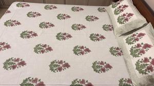 Vintage Floral Hand Block Printed 100% Cotton 200TC Bedsheet Multidesign Jaipuri <b>Bedding</b> Set Handmade Artisan Home Decor Export - Product Image 4