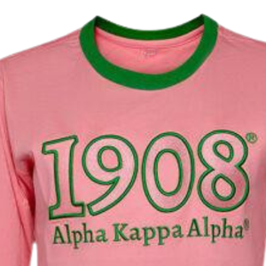 Camiseta de Manga Larga AKA Year Twill, Color Rosa Claro, Cuello Redondo, Algodón Premium, Ropa de la Hermandad Griega 1908 - Product Image 6
