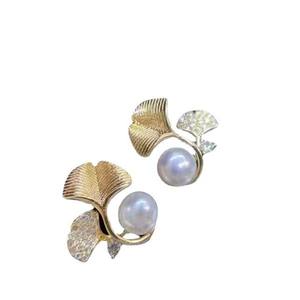 Pendientes de Perlas de Agua Dulce con Hoja de Arce Primaveral, 7-8 mm, Redondos, Elegantes y Populares, Joyería Mantou - Product Image 5