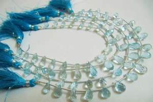 Topaze bleue naturelle authentique, forme goutte, facettée, ciel bleu - Product Image 4