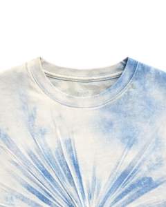 Camiseta Tie Dye Azul y Blanca para Hombre, Cuello Redondo, Manga Corta, Algodón, Estilo Vintage, Casual, Streetwear, OEM, Venta al Por Mayor, Calidad de Exportación - Product Image 4