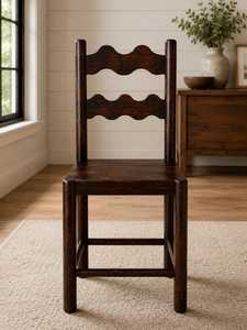 Chaise en bois de luxe de style chinois traditionnel avec dossier ondulé, forme personnalisée, écologique, durable, meubles en bois massif - Product Image 4