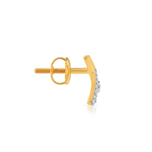 Boucles d'oreilles en forme de V minimaliste dorées avec diamants - Product Image 3