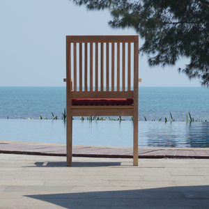 Chaise de salle à manger d'extérieur en teck moderne pour hôtel et restaurant, design empilable, finition couleur naturelle - Product Image 4