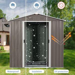 Casetta da Giardino in Metallo 8x4 Piedi, Resistente alle Intemperie e Durevole, Soluzione per Stoccaggio Esterno - Product Image 4