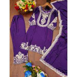 Conjunto de traje de diseñador para mujer con codificación de secuencia de trabajo bordada - Product Image 3