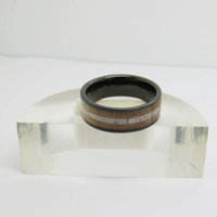 Bague en carbure de tungstène noir avec incrustation bois et bois de cerf, alliance plate de 8 mm pour homme, bijoux vintage nature en gros