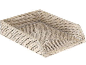 Handwoven Rattan Paper Tray Organizer 2 Tier Natural Wicker <b>Document</b> Tray Desk Organizer <b>File</b> Storage Tray Office Home Desktop - Product Image 2