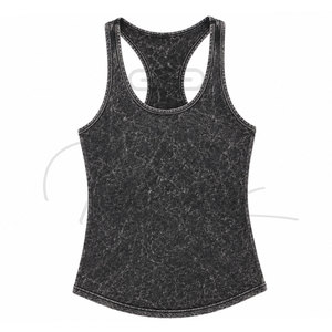 Custom Logo <b>Women's</b> Crop Top 100%cotton <b>Singlet</b> Workout Yoga tank Top Customized Acid Wash tank Top - Product Image 1