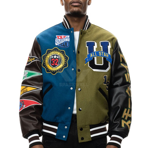 Custom Men's Varsity Jacket Black White Embroidered Patch Turn Down Collar Regular Fit Autumn Outerwear - Product Image 6