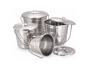 Ensemble de 4 contenants utilitaires modernes en acier inoxydable poli, écologiques, avec poignée de transport et couvercle - Product Image 3