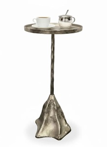 Premium Cast Aluminum Bar <b>Table</b> Slim Pedestal Design Textured Finish Durable Build <b>Space</b> <b>Saving</b> Round Top Modern Accent Piece - Product Image 3