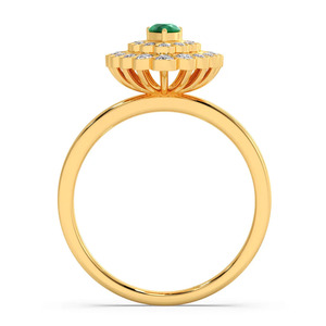 Anillo de Diamantes con Halo Floral y Piedra de Color Verde - Product Image 2