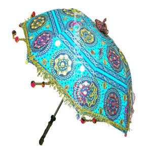 Sombrilla india tradicional bohemia con diseño recto, control manual, hecha a mano, decorativa étnica, plegable, con varillas de aleación. - Product Image 2