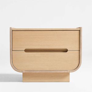 Luxury Minimalist Bedside Cabinet with Soft Curved Profile and Natural Wood Texture - Product Image 1