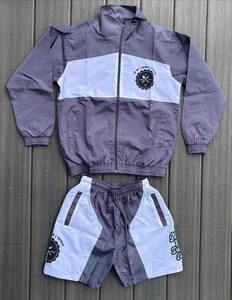 Ensemble de survêtement sportif d'hiver en molleton imprimé avec sweat à capuche et short, deux pièces, effet délavé à l'acide, pour hommes, logo personnalisé, 100 % coton - Product Image 3