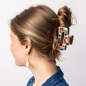 Barrettes à cheveux fantaisie faites à la main, moyennes, avec perles de rocaille, pour femmes et filles, fabriquées en Inde. - Product Image 2