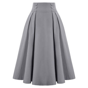 Jupe midi plissée bleu royal pour femmes grandes tailles, style vintage, tissu satiné, à porter en automne - Product Image 5