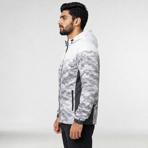 Vêtements de sport décontractés résistants au vent et hydrofuges pour hommes, veste coupe-vent légère en polyester respirant - Product Image 3