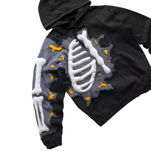 OEM Breathable Waterproof Fleece Hoodies Man 100% Cotton Custom Puff Printing Logo Winter Heavyweight Oversized Pullover Hoodie - Product Image 2