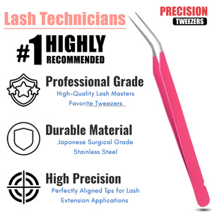 Multicolor eyelash extension tweezers fiber tip lash tweezers Nano Grip isolation lash Tweezer 45 60 90 Degree Volume Fiber Tip - Product Image 3