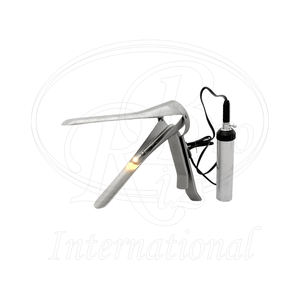 Espéculo vaginal de acero inoxidable para ovejas/cabras de 20 cm con luz, acabado satinado 2-C, mango a batería, herramienta reutilizable para parto. - Product Image 1