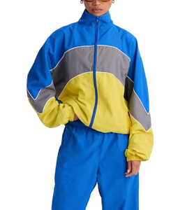 Ensemble survêtement deux pièces coupe-vent personnalisé pour femme, haute qualité 100% polyester, décontracté, vente en gros - Product Image 3