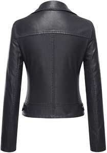 Chaqueta de Cuero Cortavientos Negra Sólida para Mujer, Nueva Temporada 2026, Precio Económico, Chaqueta de Cuero de Alta Calidad, Nueva Moda - Product Image 3