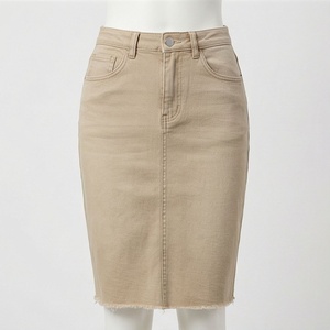 Falda lápiz de satén transpirable de cintura alta para mujer, estilo japonés, hasta la rodilla, color sólido, informal - Product Image 1