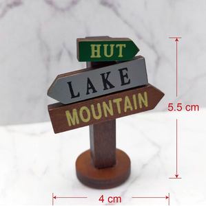 Mini Panneau de Signalisation en Bois, Modèle Artisanat Cabane Lac Montagne, Ornement Indicateur pour Décoration de Paysage Miniature de Maison de Poupées - Product Image 1
