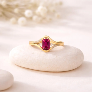 <b>Emerald</b> Cut Ruby <b>Ring</b> Split Shank July Birthstone <b>Ring</b> Natural Red Gemstone Statement <b>Ring</b> 925 Sterling <b>Silver</b> 18K Gold Filled - Product Image 4