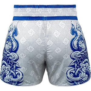 Blue <b>Dragon</b> Printed Kung Fu Shorts Men Adult Quick Dry Polyester Martial Arts Wear Regular Fit Short Style - Product Image 4