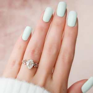 แหวนมอสซาไนต์ทรงรีคลาสสิกแบบซ่อนรัศมี พร้อมแหวนคู่แต่งงาน ชุดแหวนทองคำแท้ 14K ชุดเจ้าสาว เครื่องประดับชั้นดี ของขวัญสำหรับเธอ - Product Image 6