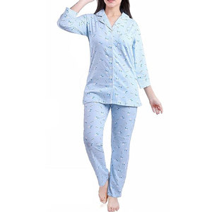 New Arrival Trendy Women Patch Work Lounge Wear Set Long Sleeves Button Down Outfit With Matching Pants <b>For</b> Daily Comfort - Product Image 1